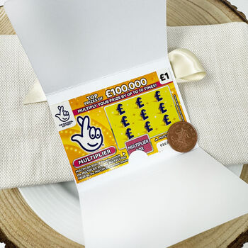 Bespoke Wedding Favour Scratch Card Holder Lotto Ticket Wallet, 10 of 10