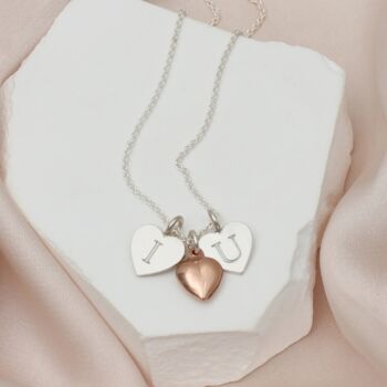 Sterling Silver And Rose Gold ‘I Love You’ Heart Charm Necklace, 2 of 4