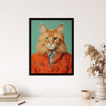 Main Coon Ginger Pet Cat Portrait Fun Wall Art Print, 4 of 6