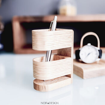 Modern Luxury Oak Pen Holder Storage Personalised Gifts, 6 of 9