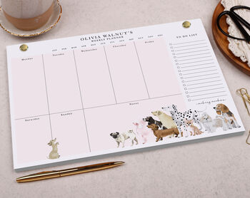 Pink Dog Personalised Weekly Planner Desk Pad, 3 of 4