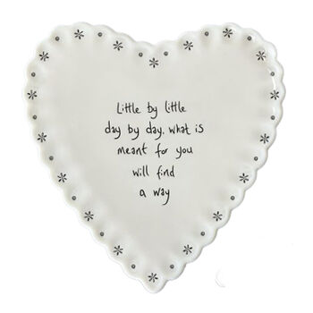 East Of India Heart Porcelain Coaster Gift With Words 'What Is Meant For You', 3 of 5