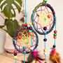 Hemp Rainbow Mini Dream Catcher With Feathers, thumbnail 3 of 5