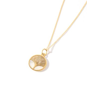 Yellow Gold Mother Of Pearl Tree Of Life Necklace, 2 of 4