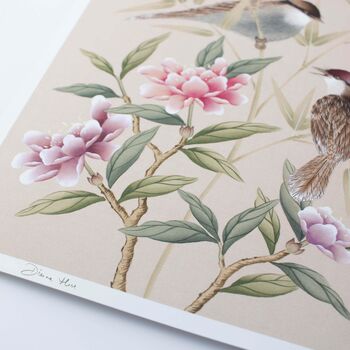 'Bonnie' Birds And Butterfly Chinoiserie Giclee Art, 5 of 9