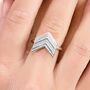 Sterling Silver Art Deco Arrow Ring – Rhodium Plated – Geometric Designer Jewellery – Modern Vintage Style, thumbnail 2 of 11