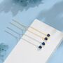 Tiny Sapphire Blue Cz Heart Threader Earrings, thumbnail 7 of 11