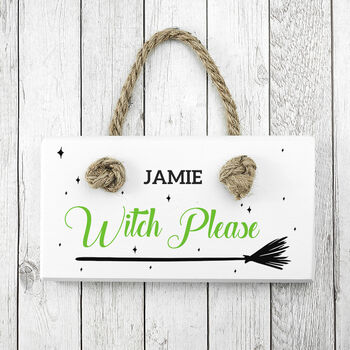 Personalised Halloween Witches Broom Sign, 3 of 6