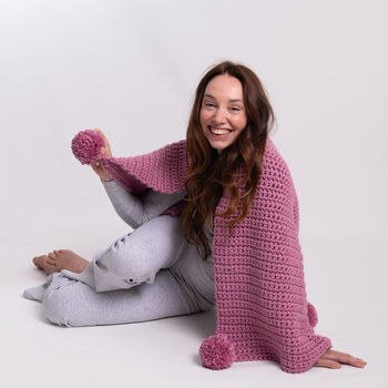 Beginners Pom Pom Blanket Crochet Kit, 3 of 9