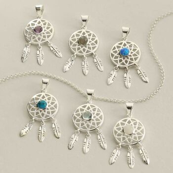 Sterling Silver Gemstone Dream Catcher Necklaces, 2 of 9