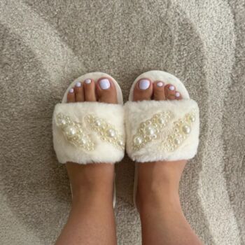 Bridesmaid Pink Fluffy Wedding Day Slippers, 4 of 8