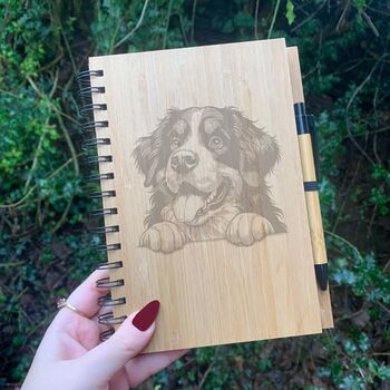 Personalised Bernese Mountain Dog Engraved Notebook, 2 of 5