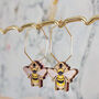 Bee Charm Gold Plated Hexagonal Hoop Earrings, thumbnail 4 of 7