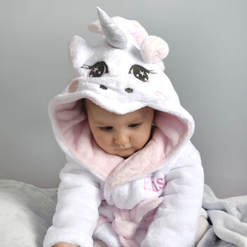 Personalised Soft Baby Unicorn Dressing Gown, 5 of 8