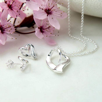 Sterling Silver Ribbon Heart Necklace, 3 of 6