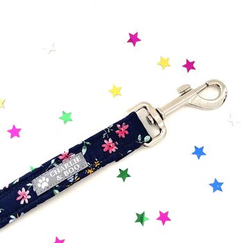 Navy Floral Dog Lead/Leash, 5 of 7