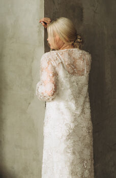 Long Sleeved Wedding Dress Cover | Lace Kimono Cape, 6 of 10