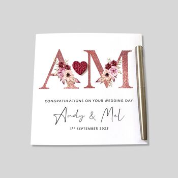 Personalised Wedding Day Card Pink, 3 of 4