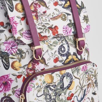 Floral Engravings Small Plum Backpack, 4 of 6