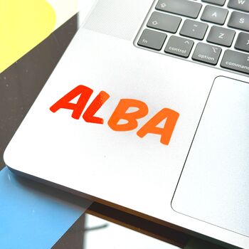 Handmade Name Sticker Personalised Fluorescent Vinyl, 3 of 6