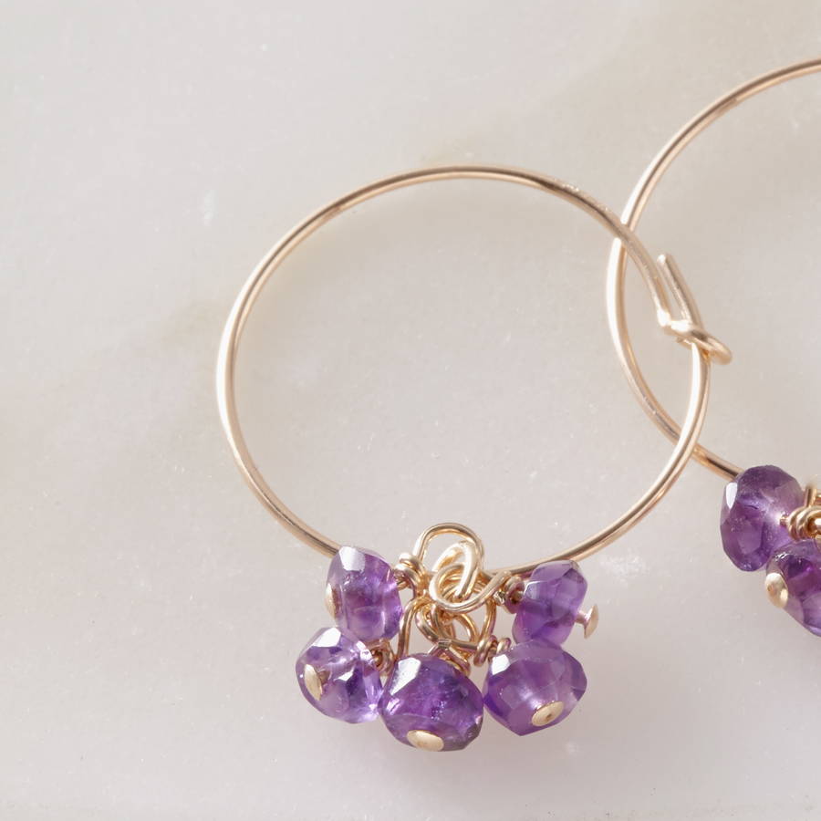 Amethyst Gold Fill Hoop Earrings By Samphire Jewellery