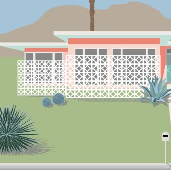 Palm Springs Pink Mid Century Modern House Print, 3 of 4