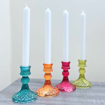 Vintage Colourful Glass Candle Holder Home Decor Gift, 2 of 6