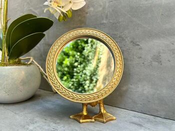 Gold Duck Leg Tabletop Mirror Round Vanity Accent Decor, 5 of 8