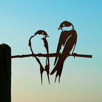 Pair Of Swallows Metal Garden Art, 3 of 3