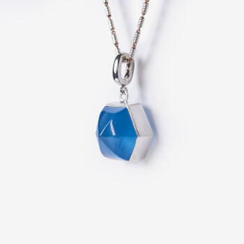 Blue Chalcedony Dome Silver Charm Clip On Pendant, 3 of 7