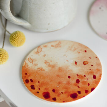 Set Of Four Leather Coasters With Watercolour Design, 3 of 5