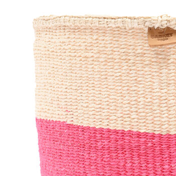 Hoji: Hot Pink Colour Block Woven Basket, 7 of 9