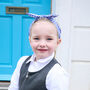 School Gingham Tie Headband Blue, thumbnail 3 of 4