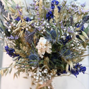 Wedding Dried Flower Bouquet Meadow Blues Right, 2 of 5