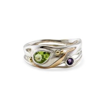 Silver Peridot And Amethyst Ring, 7 of 8