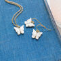 White Butterfly Necklace And Earrings, thumbnail 3 of 7