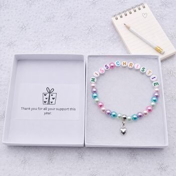 Personalised Thank You Teacher Gift Sports Coach Bracelet Inc Free Gift Box And Message, 3 of 12
