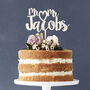 Mr And Mr Heart Surname Wooden Cake Topper, thumbnail 1 of 4