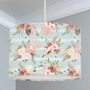Pink Flowers On Mint Stripes Lampshade, thumbnail 1 of 2