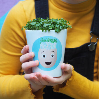 Egg Personalised Plant Pot With Cress Seeds, 2 of 4