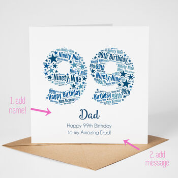 Blue Star Personalised 99th Birthday Card, 2 of 5