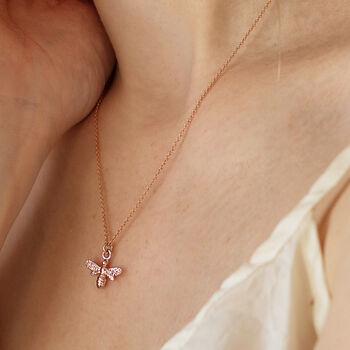 Rose Gold Vermeil Bee Necklace, 2 of 7
