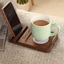 Personalised Solid Walnut Sofa Coaster Phone Stand, thumbnail 1 of 11