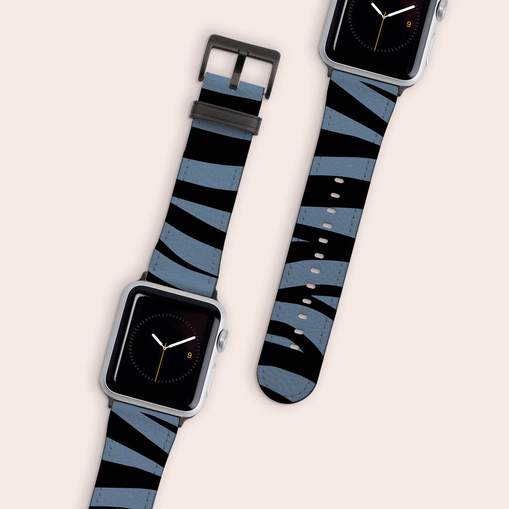 Blue Zebra Vegan Leather Apple Watch Band, 1 of 6