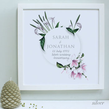 Personalised Anniversary Flowers Framed Print, 3 of 8