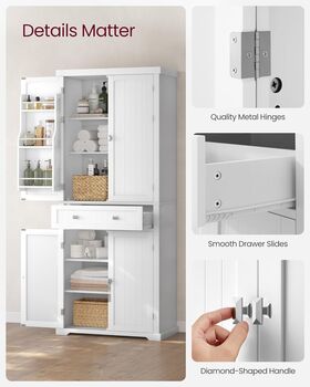 Tall Kitchen Pantry Cupboard High Storage Cabinet, 7 of 8