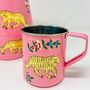 Hand Painted Enamel Mug | Pink Tiger, thumbnail 2 of 3