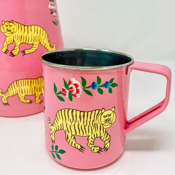 Hand Painted Enamel Mug | Pink Tiger, 2 of 3
