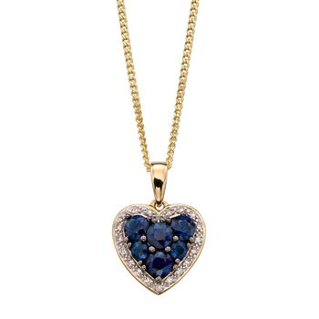 9ct Gold Precious Stone Heart Necklace With Diamonds, 3 of 7