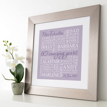 Personalised 60th Birthday Square Word Art, 11 of 11